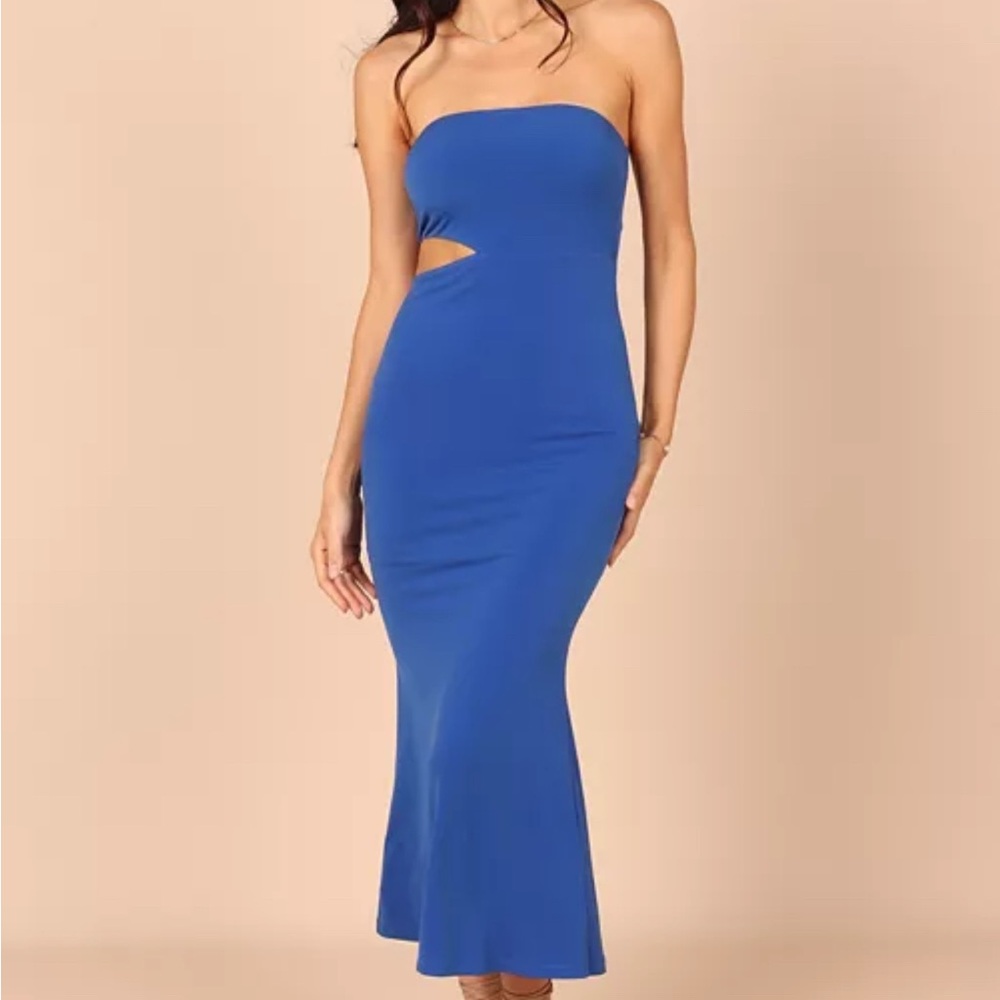 Petal & Pup Blue Asymmetrical Cut Out Cocktail Dress